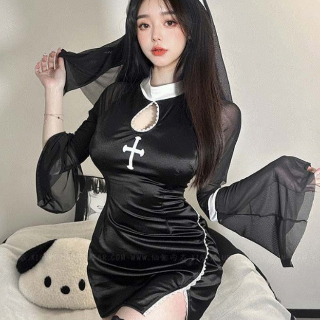 심스타 할로윈 수녀복 코스프레 코스튬 파티복 할로윈의상 세트