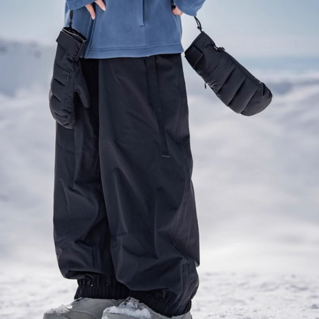 스노보드 바지 여자 방수 와이드 바람막이 기모 보온 바지 와이드 남자 야상 바람막이 바지