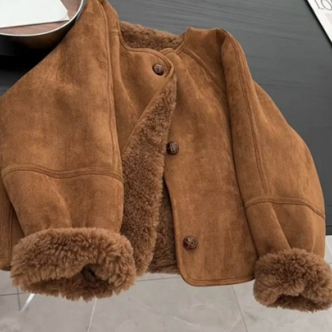 COSYEVNO 여성코트 겨울 스웨이드 빈티지한 디자인으로 부드럽고 편안한 분위기의 트렌디한 긴팔 자켓 BCXygrwt-4