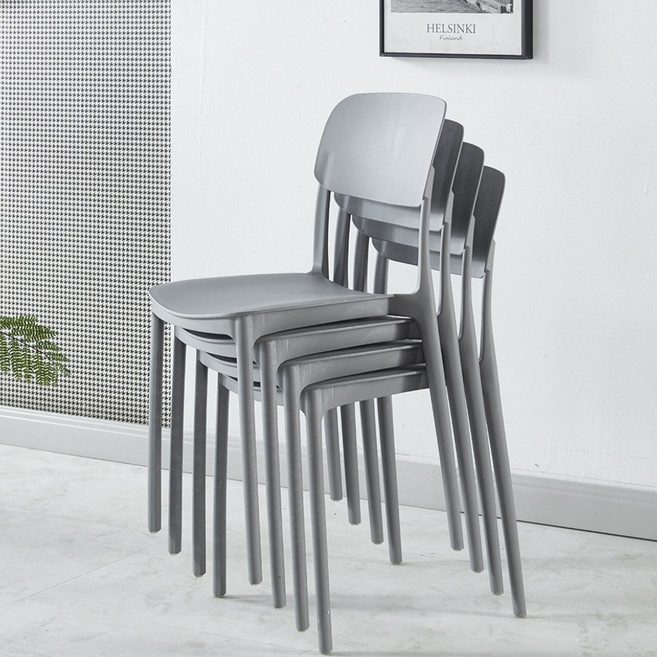 일체형 카페 인테리어 등받이 의자 식탁 의자 4p 세트, 4개, 그레이