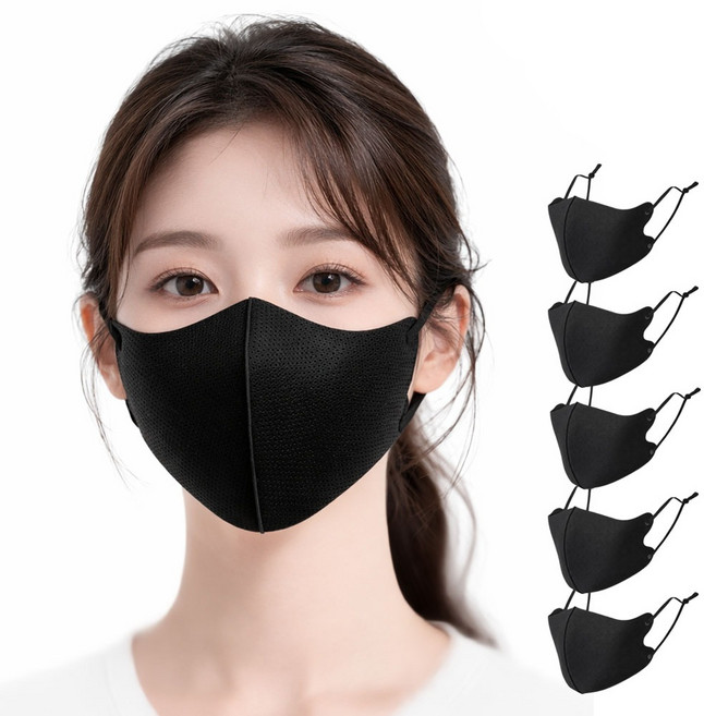 사니사니 숨나래 빨아쓰는 연예인 천 마스크, 블랙, 1세트, 5매