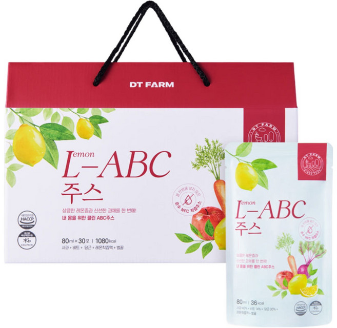 디티팜 레비씨 레몬즙 ABC주스 NFC저온착즙 사과 비트 당근 클렌즈 건강주스 1BOX(30포), 30개, 80ml