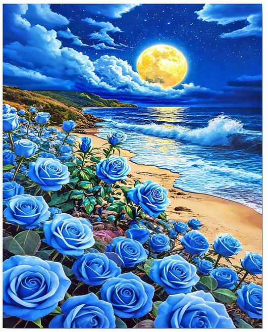 서은이네 캔버스형 보석십자수 DIY 구슬 비즈 십자수 액자형 40x50cm, 1세트, KF-08