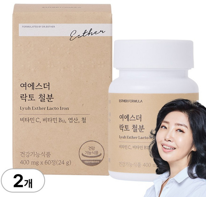 [본사직영] 여에스더 락토 철분 (비헴철 X 엽산 X 비타민 2종), 60정, 2개