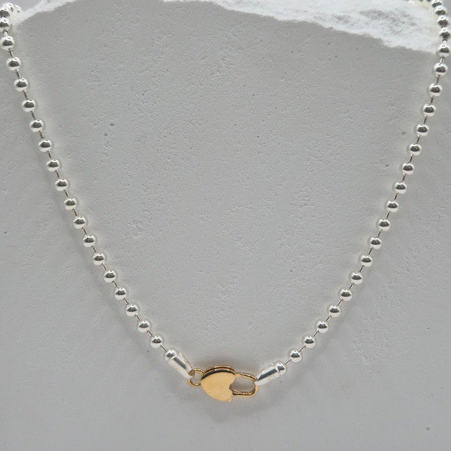 제시아 실버 이태리체인 925실버 4mm 볼 체인 자물쇠 포인트 은목걸이