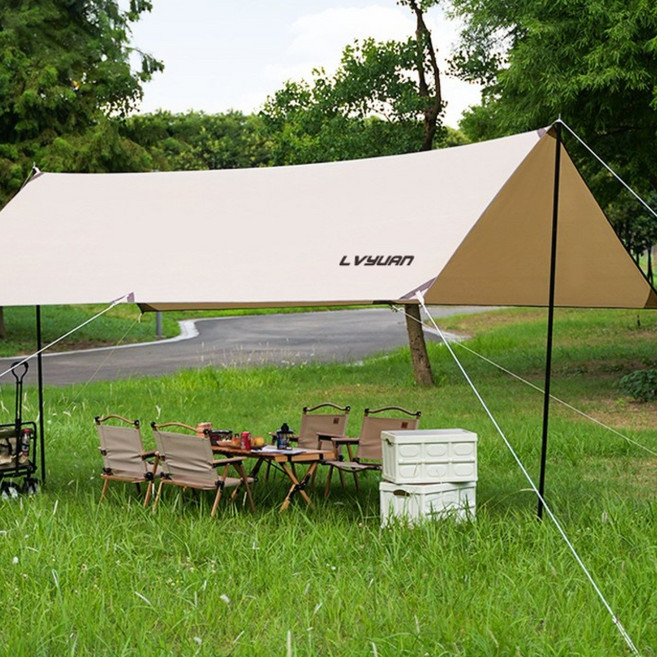 녹원 감성 캠핑 헥사 렉타 방수 그늘막 타프