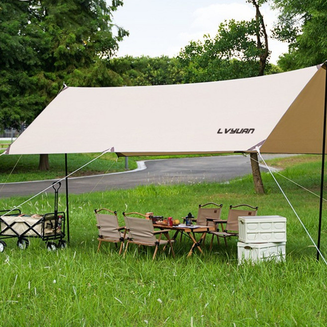 녹원 감성 캠핑 헥사 렉타 방수 그늘막 타프