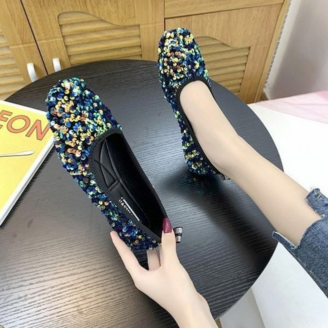 바이스타 여성 스팽글 로퍼 단화 소프트 플랫 슈즈