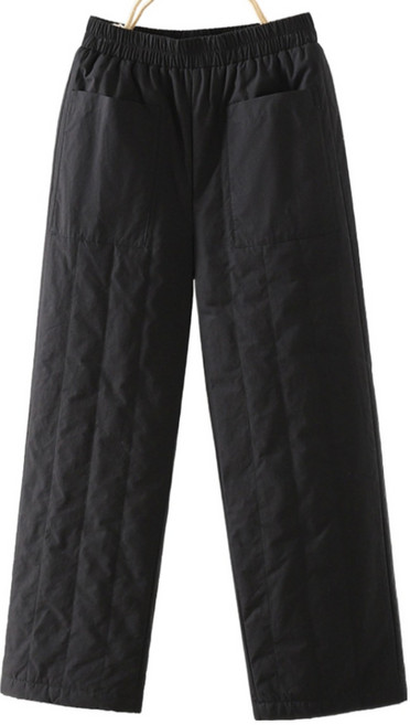 ZAJA 여성 허리밴딩 퀼팅 디자인 넉넉핏 하이웨스트 보온 패딩 팬츠