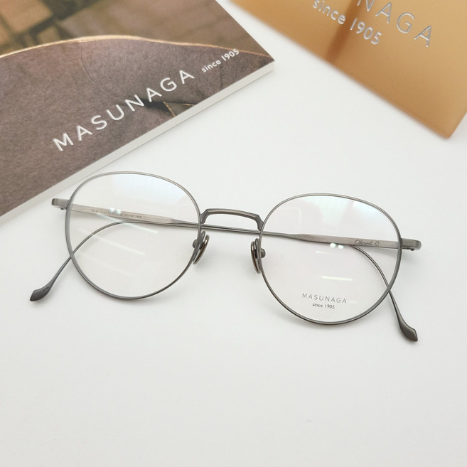 마수나가 코드C 22 앤틱실버 48사이즈 원형 초경량 가벼운 티타늄 안경테