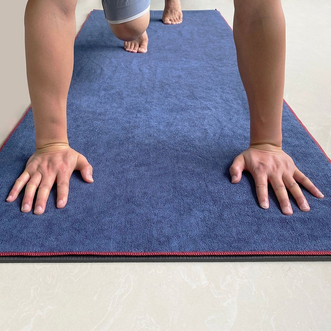 헬스 무지 요가 타월 미끄럼 방지 스포츠 흠트 68cm 도구 매트 타올 정리 운동, 1개, 네이비 68cm