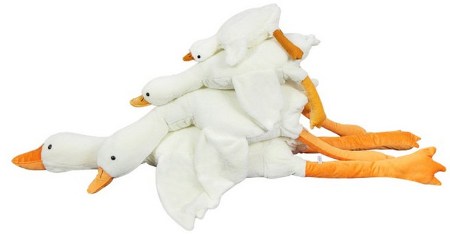 제이엘 대형 거위 바디필로우 오리 인형 애착 동물 쿠션 수면, 보들보들 거위 50cm