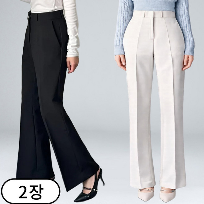 [1+1] 여성 사방스판 하이웨스트 히든밴딩 세미 부츠컷 슬랙스 팬츠 (7105-2)