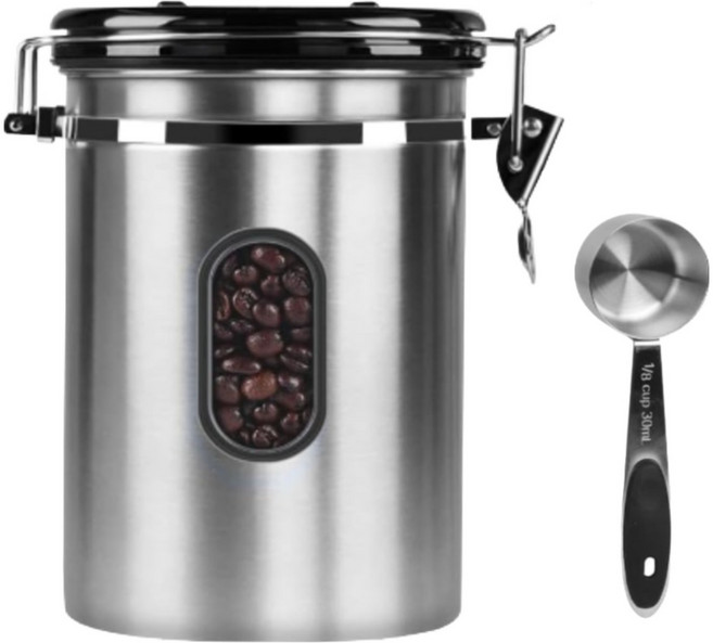 원두보관 커피통 밀폐형 리스 스틸 주방 식품 보관함1500ML 원두 보관 밀폐용기 원두 통 밀폐용기 원두커피 보관 밀폐용기 원두커피보관용기 커피 보관 밀폐용기 커피콩 보관, 스테인리스 스틸 색상(1500ML), 1개
