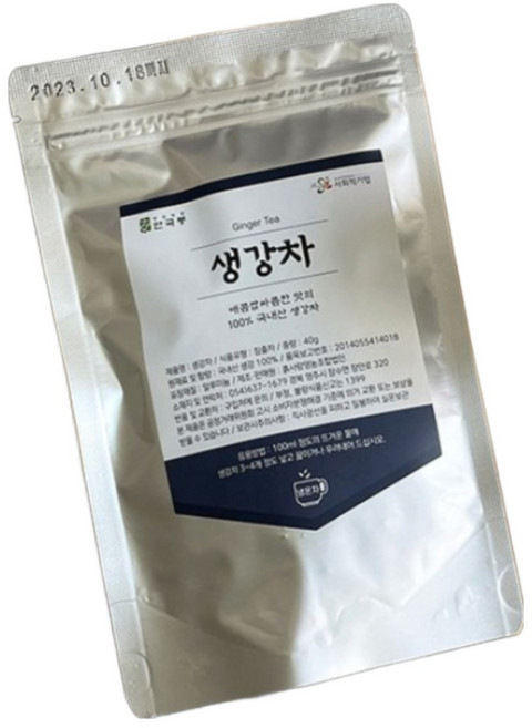 (더조은푸드) 국내산 생강차(지퍼백) 40g, 4, 1세트
