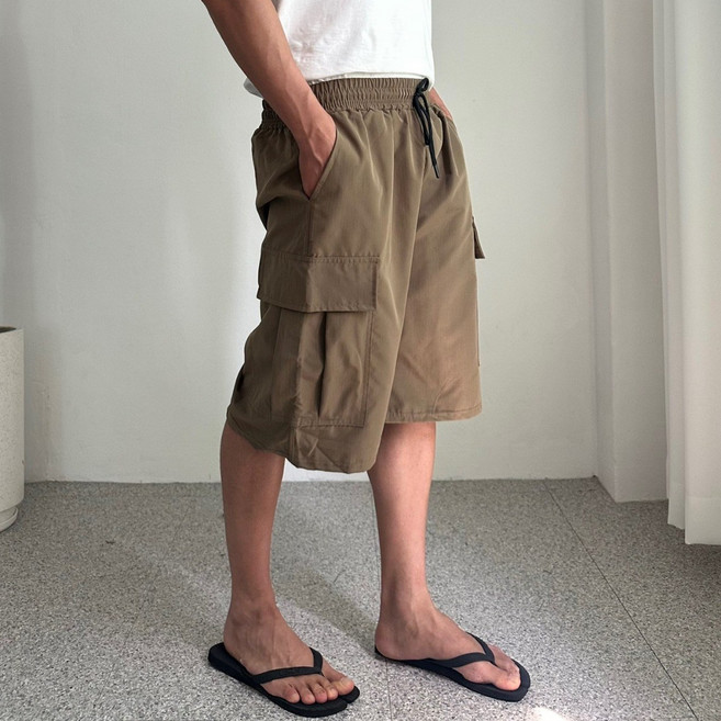 르위 데일리 나일론 버뮤다 카고 와이드 벌룬 팬츠 남녀공용