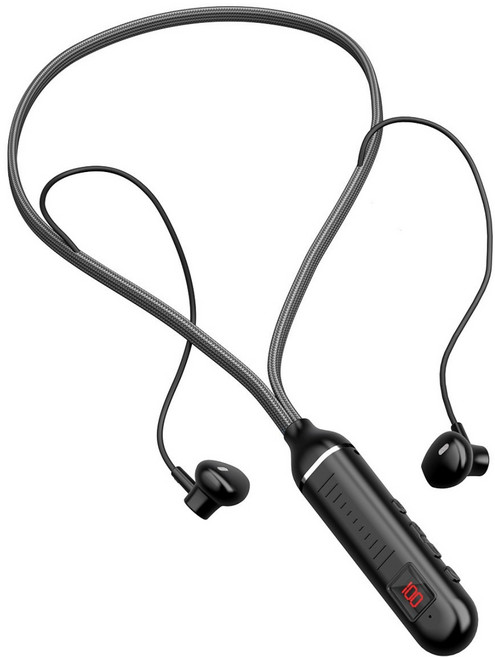 WEVARA 무선 넥밴드 블루투스 이어폰 HiFi고음질 블루투스 버전 6.0 전용 러닝 이어폰, HC960, 검은색