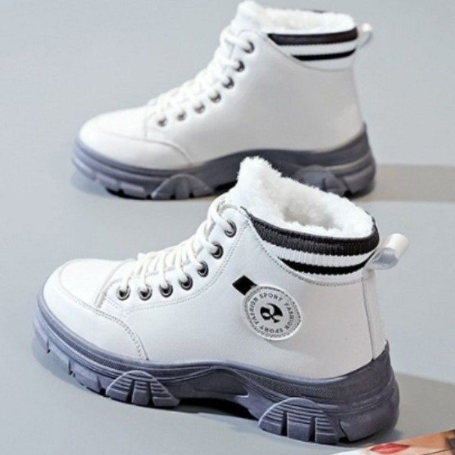 XVWO 여성 부츠 기모 털부츠 가죽 캐주얼 부츠 겨울 방한 단화 따뜻한 데일리 신발