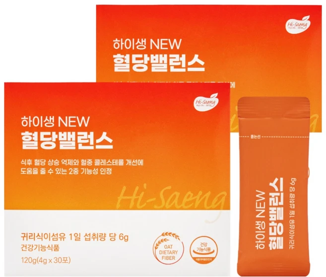 하이생 NEW 혈당밸런스 30포x2박스 / 혈당+콜레스테롤 / 2중 기능성 건강기능식품, 60개, 3.5g - 쿠팡