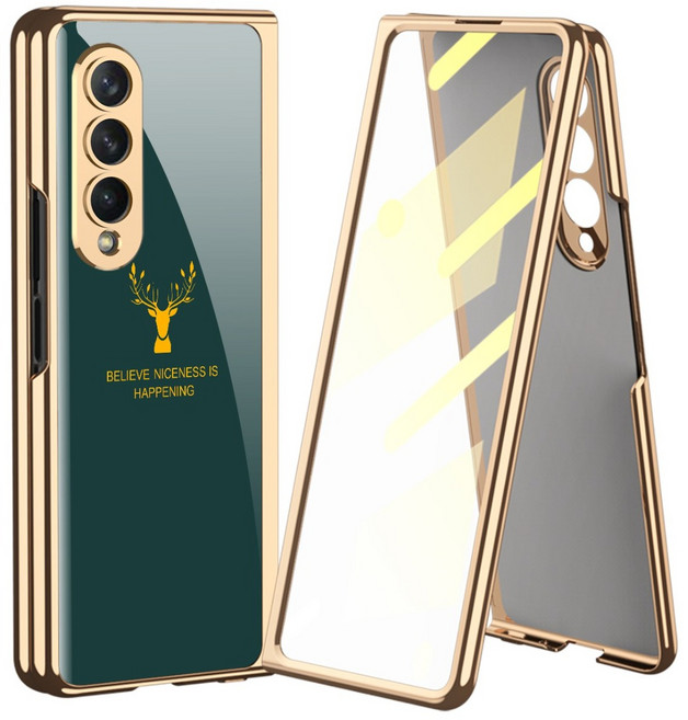 갤럭시 z폴드 5/4/3/2 케이스 액정커버형 대리석 강화유리 케이스