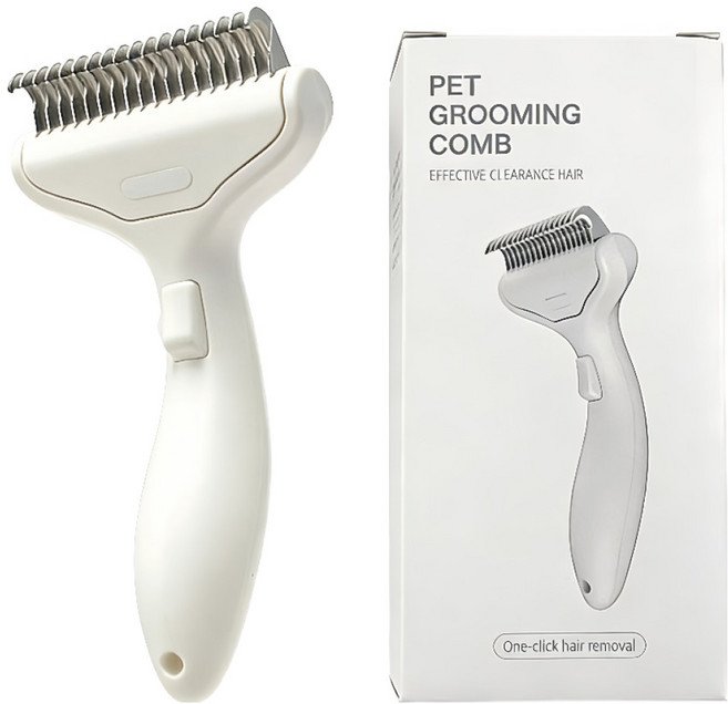마이펫봇 고양이 강아지 저자극 원터치 브러쉬 반려동물 슬리커 털제거 엉킨털 죽은털 제거 빗 셀프미용 고급형, 화이트, 1개