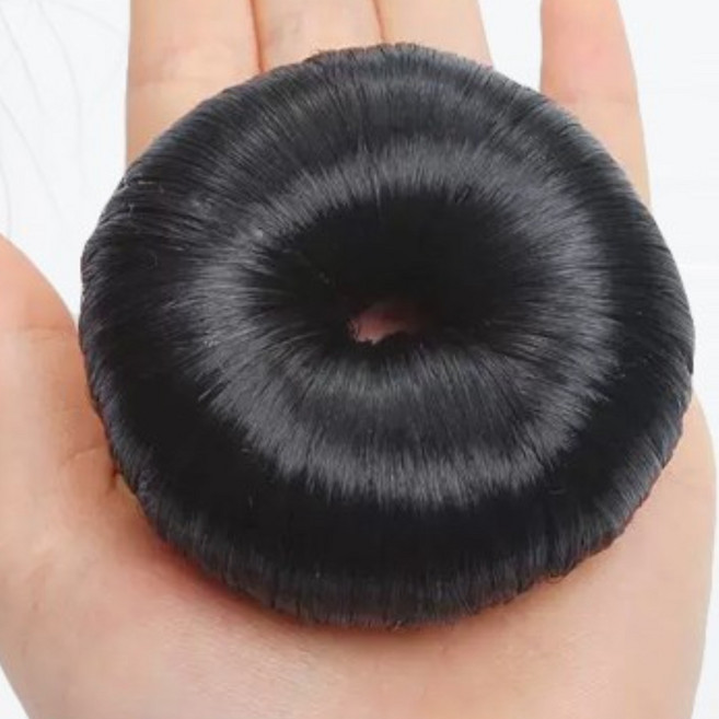 이지유 당고머리 도넛링 똥머리 밴드 승무원 올림머리 부분가발, 1개, 블랙