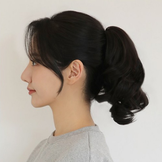 픽앤웨어 포니테일 집게핀 웨이브 가발 숏레이어드 세팅펌, 내츄럴브라운, 1개