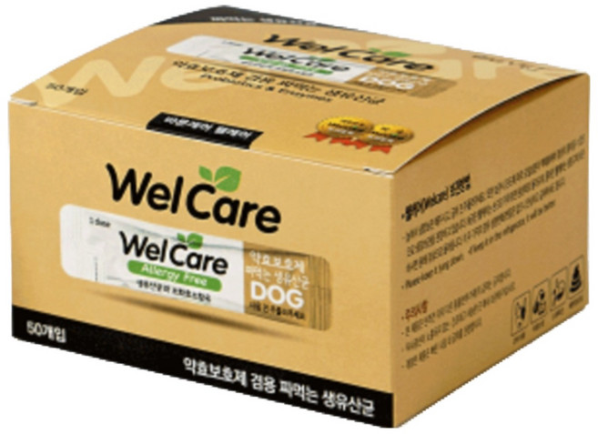 (당일출고) 웰케어 생유산균 50개 강아지 반려견용 투약보조제 처방식 약효보호제 50p, 2.2g, 장건강/유산균