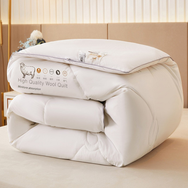 호주 뉴질랜드 100% 천연 양모 이불 사계절용 포근함 울 침구, 밀크, 초겨울 이불