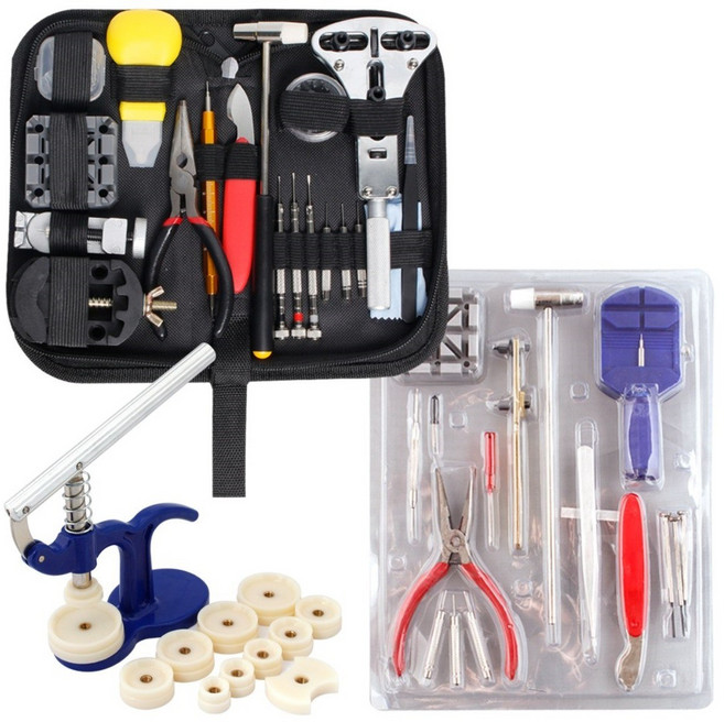 KCJ 시계수리공구세트 시계줄공구 손목시계수리공구 스프링바 시계덮개 클램프 배터리 건전지 시계줄 교체 오프너 뚜껑 핀