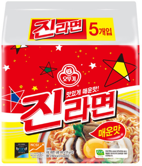 오뚜기 진라면 매운맛 120g, 5개
