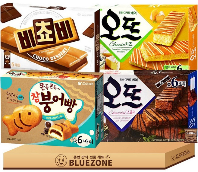 파이 스낵 과자 A세트 오뜨쇼콜라150g 오뜨치즈144g 비쵸비125g 참붕어빵174g 몽실22g, 615g, 1박스