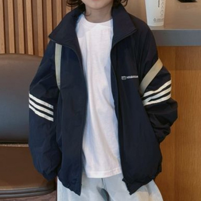 6위 - 에이치제이 어린이 주니어 바람막이 블랙 남아 여아 공용 봄 가을