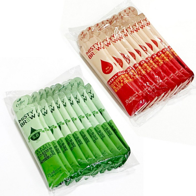 미스티브루 더치커피 액상스틱 7종 맛보기 골라담기 (25ml x 10개입) 캠핑용 휴대용 홈카페용 콜드브루스틱, 10개, 1개입, 케냐AA, 25ml