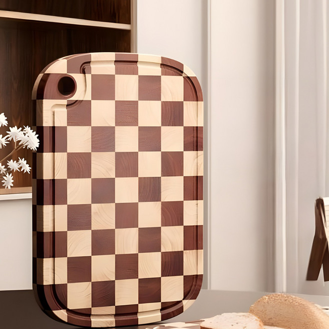 LOVFIR 고급 나무도마 엔드그레인도마 체스도마 캠핑도마 스테이크나무도마, 1개, 혼합색상