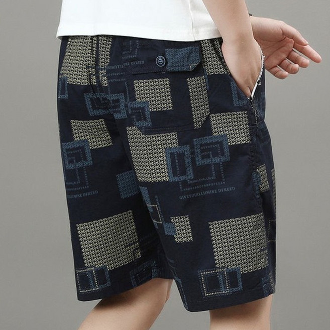 M비즈반바지/남성 패턴 반바지 여름 시원한 밴딩 캐주얼 데일리 바지