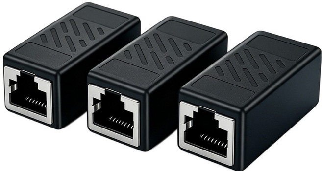 CAT6 FTP 랜연장 젠더 RJ45 키스톤 잭 커플러 1Gbps, 3개, 블랙