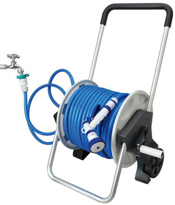 국산 이동식방차 포터블호스릴 60m 릴호스 세차호스, 파랑, 1개