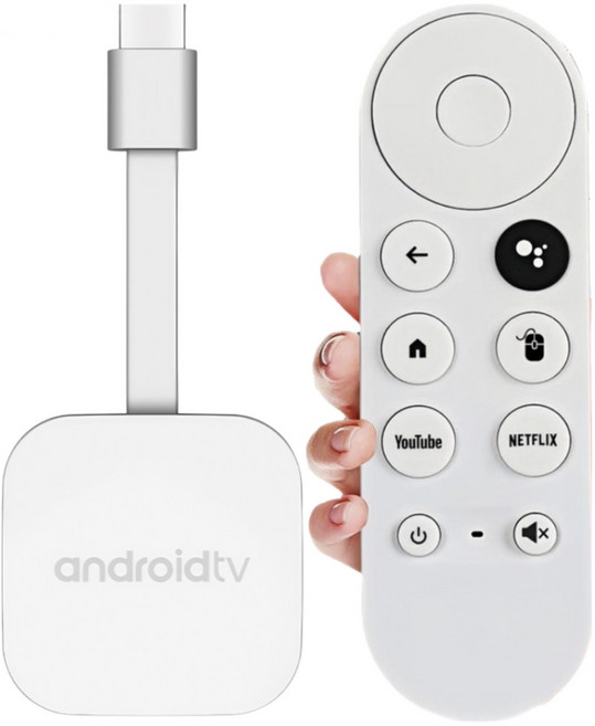 씽크라이프 4K HDR 셋톱박스 무선 미러링 ott 지원 구글 스마트TV 동글 안드로이드14 리모컨 포함, 화이트2GB+16GB, 1개