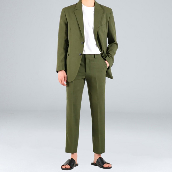 이브클로젯 남자 여름 린넨 프리미엄 빅사이즈 정장 수트 세트 (6184-1)