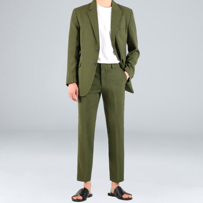 이브클로젯 남자 여름 린넨 프리미엄 빅사이즈 정장 수트 세트 (6184-1)