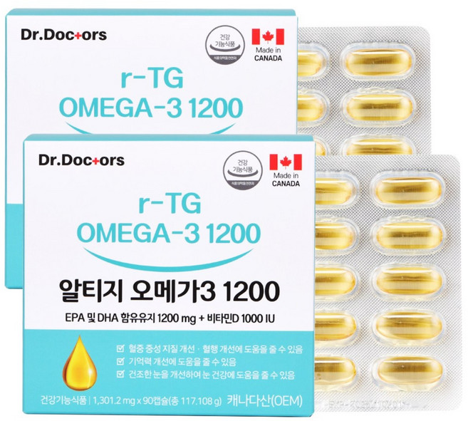 닥터닥터스 알티지 오메가3 1200, 90정, 2개