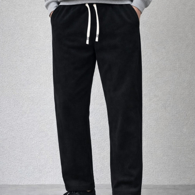 럭키치키 남성 코듀로이 기모팬츠 블랙 조거 일자