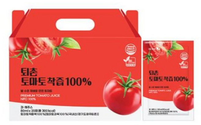 퇴촌마토 저온진공 추출공법 갈아만든 HACCP 인증 토마토즙, 100개, 80ml