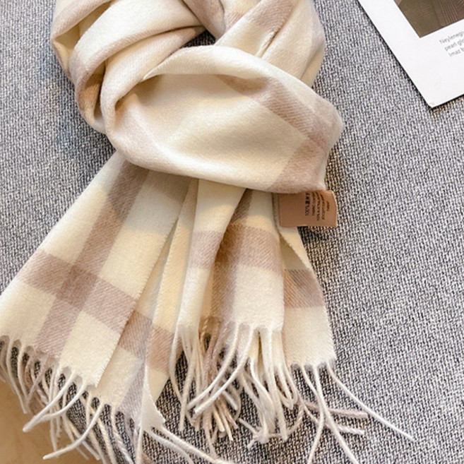 NUNUHANA 여성 보들 캐시미어 체크 머플러 Z71