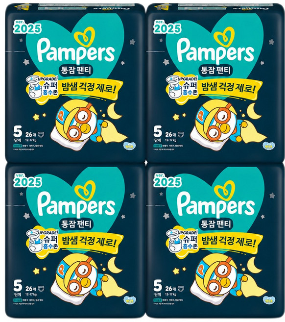 팸퍼스 통잠 팬티형 기저귀 아동용, 5단계, 104매