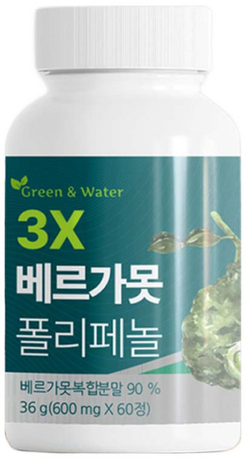 그린앤워터 3X 베르가못 폴리페놀 정 36g, 5개, 60정