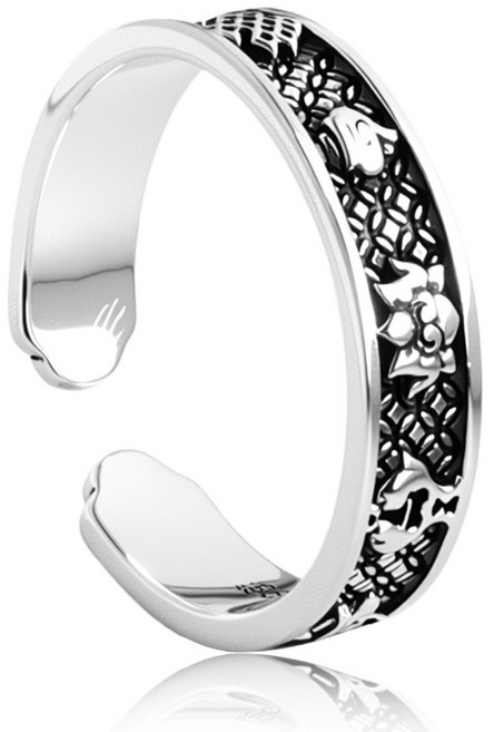 LOVFAS 진세팔보 남자 은반지 99.9 사이즈 조절 가능 소원성취 선물추천 행운 악세서리