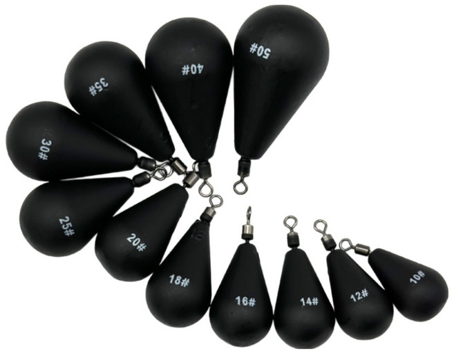 블랙 봉돌 무광 싱커 물방울 쭈꾸미 갑오징어 문어 회전도래, 1개, 4개입