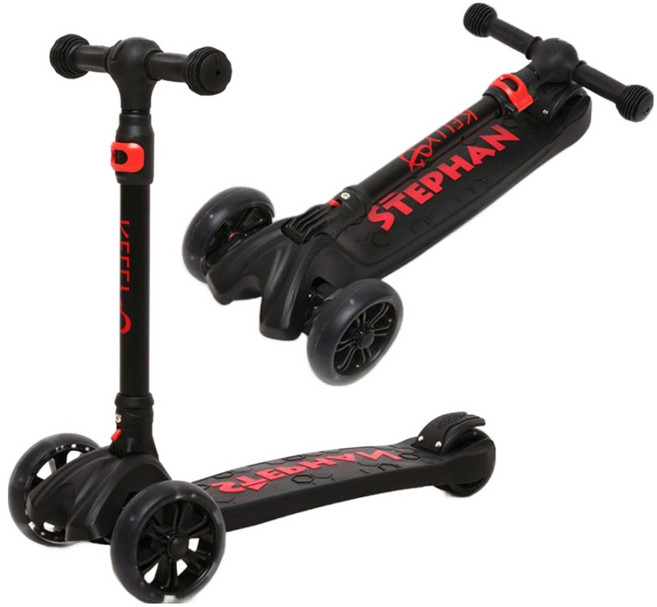 켈리앤스테판 접이식 아동용 킥보드, 레드블랙, 1개